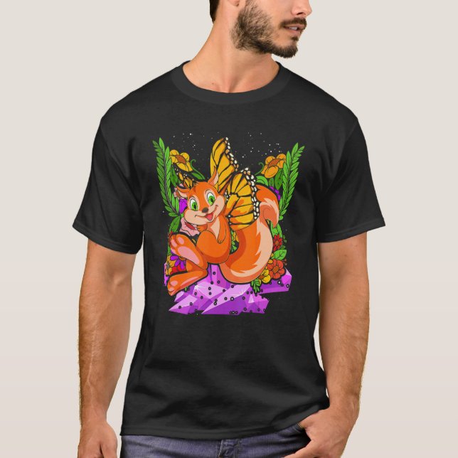 Camiseta Rodent Animal Inspire Forest Animal Butterfly Squ (Anverso)