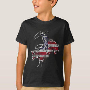 Camiseta Rodeo Americano de Jinete de Toro Retro Grunge Usa