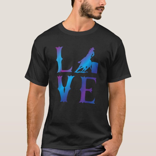 Camiseta Rodeo Barrel Racing LOVE Distressed Blue  (Anverso)
