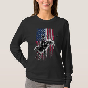 Camiseta Rodeo Bull Rider Bandera Patriótica Americana para