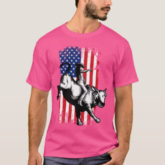 Camiseta Rodeo Bull Rider Patriótico Estadounidense Bandera