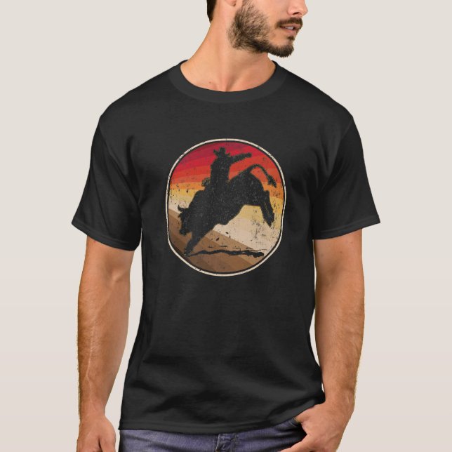 Camiseta Rodeo Bull Riding Cowboy Bull Rider Western Retro (Anverso)