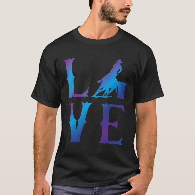 Camiseta Rodeo Carreras de barril amor Azul angustiado (Anverso)