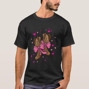 Camiseta Rodeo Coquette Pink Bow Howdy Cowboy Cowgirl Boots
