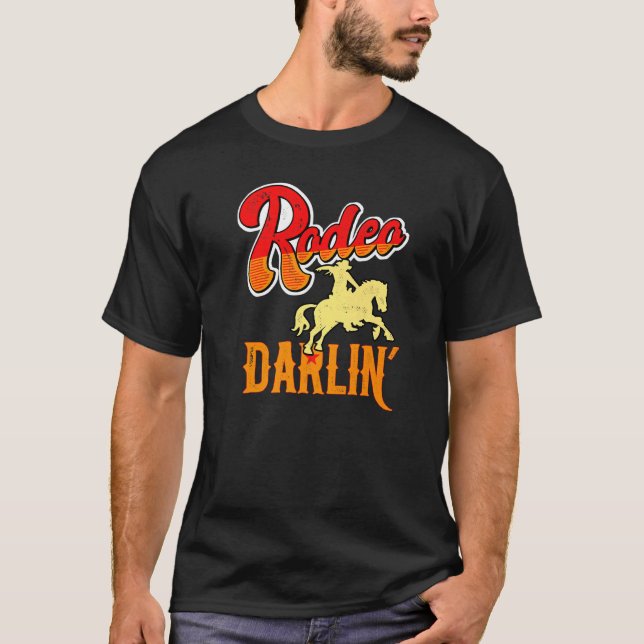 Camiseta Rodeo Darlin: Cute Retro Molesto Caballo y Toro G (Anverso)