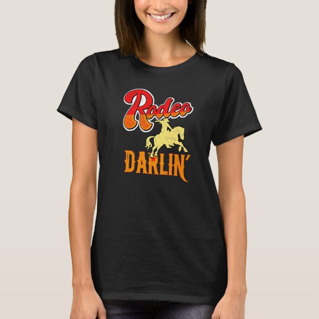 Camiseta Rodeo Darlin: Cute Retro Molesto Caballo y Toro G (Anverso)