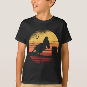 Camiseta Rodeo de Carreras de barril retro Sunset Horse