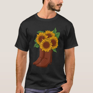 Camiseta Rodeo de Cowgirl Boots contra el girasol salvaje o