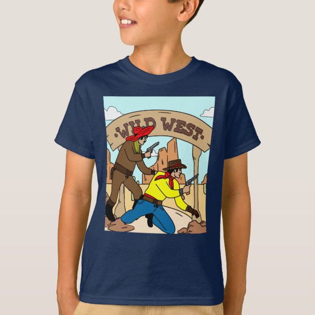Camiseta Rodeo de retro Wild West Cowboys (Anverso)