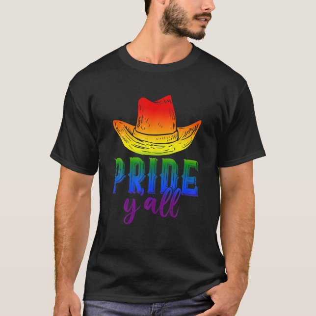 Camiseta Rodeo de rodeo de bandera del orgullo gay arcoiris (Anverso)