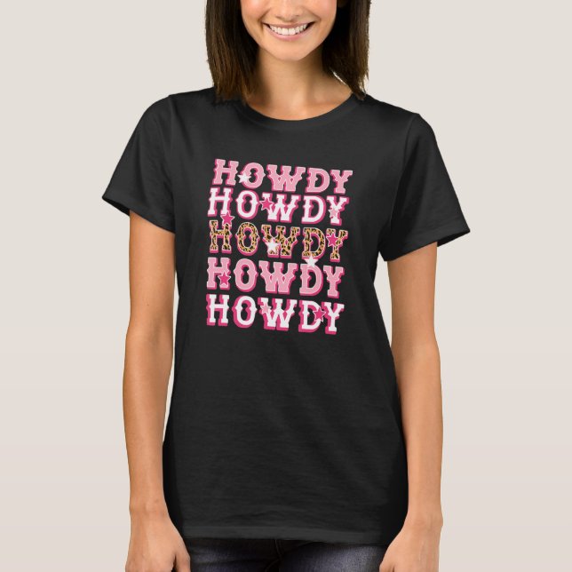 Camiseta Rodeo del sur de Howdy Pink Leopard Western (Anverso)