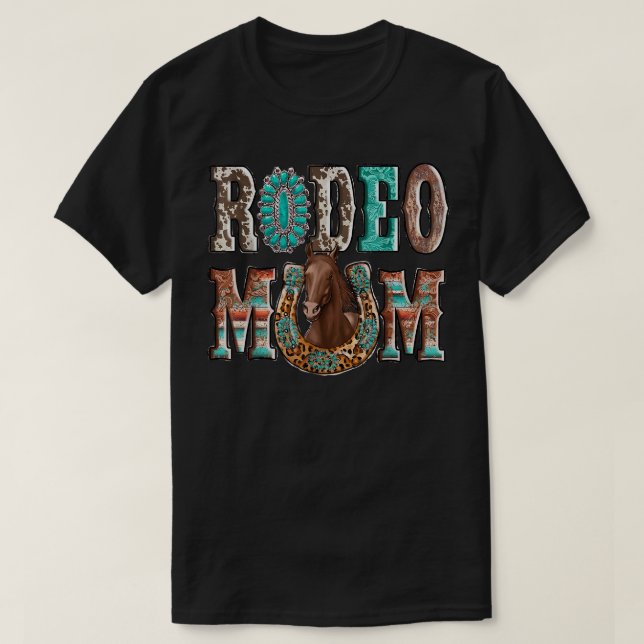 Camiseta Rodeo Mom Horseshoes Piel de vaca Occidental Mom L (Diseño del anverso)