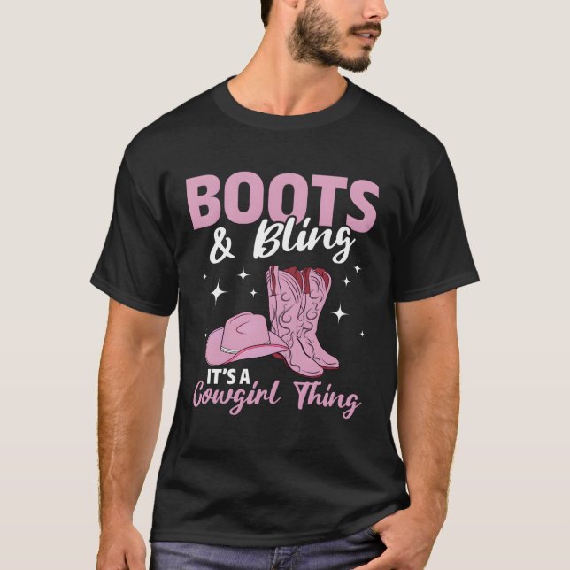 Camiseta Rodeo País Occidental Vaca Sur Boots Bling (Anverso)