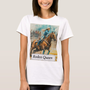 Camiseta Rodeo Queen Barrel Carreras Cowgirl Watercolor