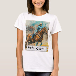 Camiseta Rodeo Queen Barrel Carreras Cowgirl Watercolor