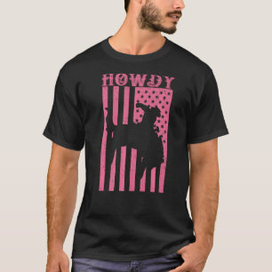 Camiseta Rodeo Vaquero Occidental Sureño Pink Howdy Cowgirl