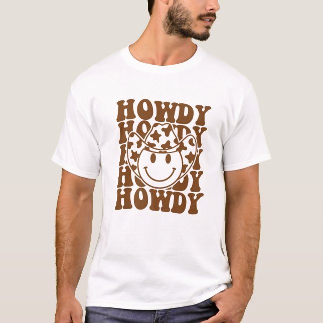 Camiseta Rodeo White Howdy Western Retro Gorra de Vaqueros  (Anverso)