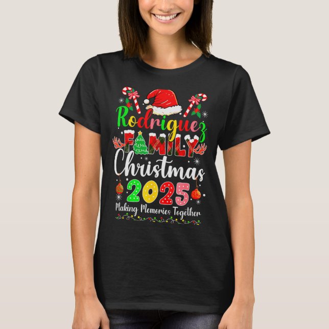 Camiseta Rodriguez Family Christmas 2025 Matching Santa Hat (Anverso)