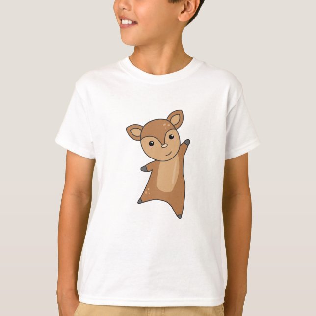 Camiseta Roe Deer Fawn Cute Animals Forest Para Niños Marró (Anverso)