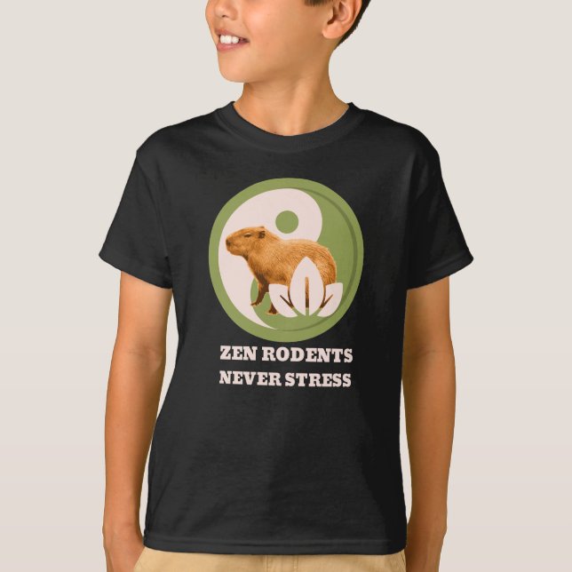 Camiseta Roedores Zen Nunca Estrés Humor de Capybara (Anverso)