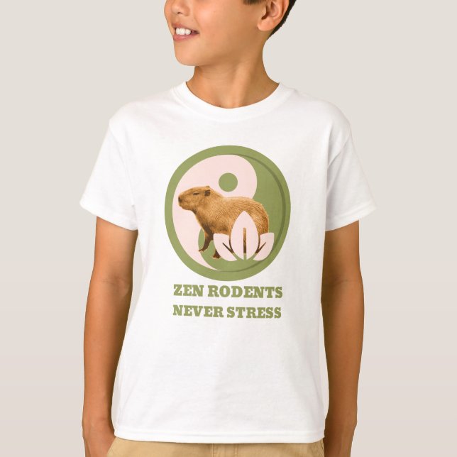 Camiseta Roedores Zen Nunca Estrés Humor de Capybara (Anverso)