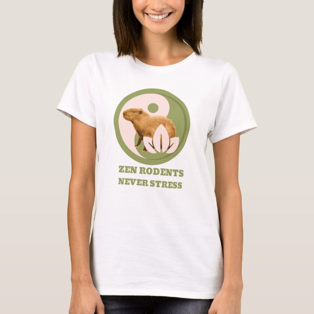 Camiseta Roedores Zen Nunca Estrés Humor de Capybara (Anverso)