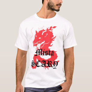 Camiseta roja ASUSTADIZA del logotipo del negro