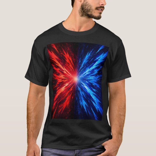 camiseta roja azul, camiseta de explosión abstract (Anverso)