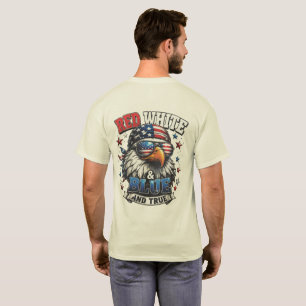 Camiseta roja blanca azul y verdadera para hombre 
