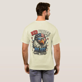 Camiseta roja blanca azul y verdadera para hombre