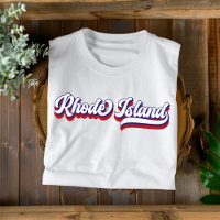 Camiseta roja blanca y azul de Rhode Island