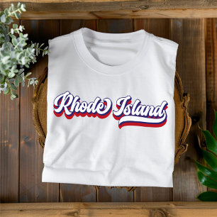 Camiseta roja blanca y azul de Rhode Island