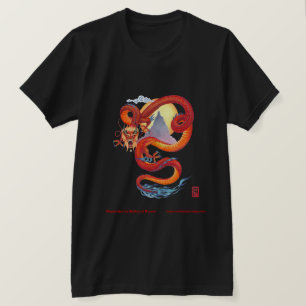 Camiseta roja china del dragón