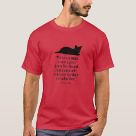 Camiseta roja con cita de Mark Twain sobre gatos