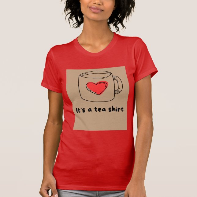 Camiseta roja con tipografía de camiseta de té (Anverso)