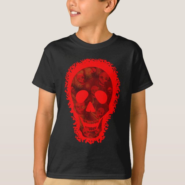 Camiseta roja de gran calavera (Anverso)