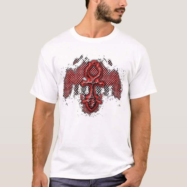 Camiseta roja de la forma de la sombra de Ankh (Anverso)