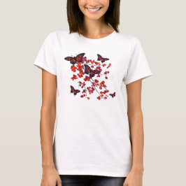 Camiseta roja de la mariposa