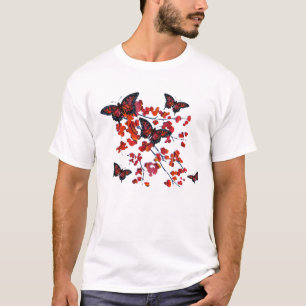 Camiseta roja de la mariposa