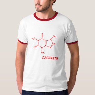 Camiseta roja de la molécula del cafeína