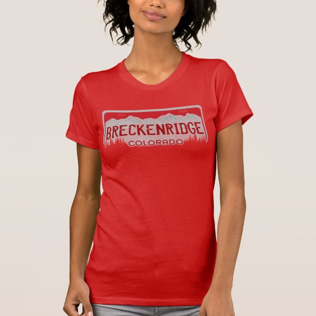 Camiseta roja de la placa de las señoras de (Anverso)