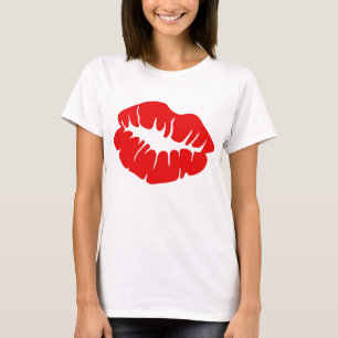 Camiseta roja de las señoras de los labios