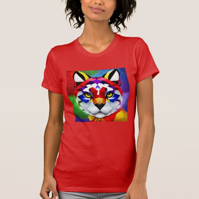 Camiseta roja de mujer con el gato de Alexander (Anverso)