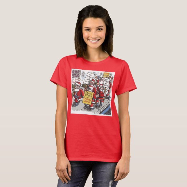 Camiseta roja de mujer Santa Strike (Anverso completo)