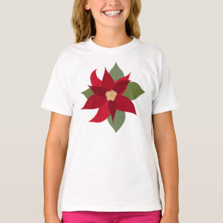 Camiseta roja de Navidad para niños con flor de pa