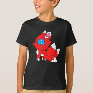 Camiseta Roja de Niño de Zorro de Tres Colas