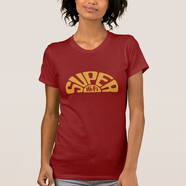Camiseta roja del chica del amarillo del logotipo (Anverso)