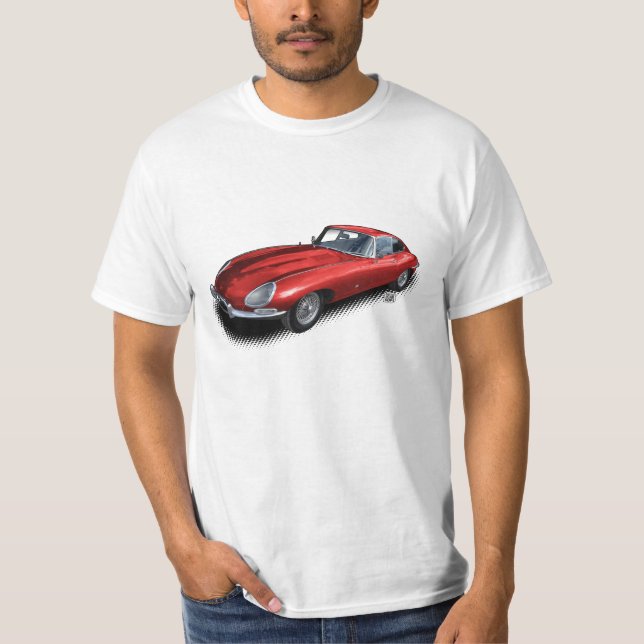 Camiseta roja del coche de deportes del vintage de (Anverso)