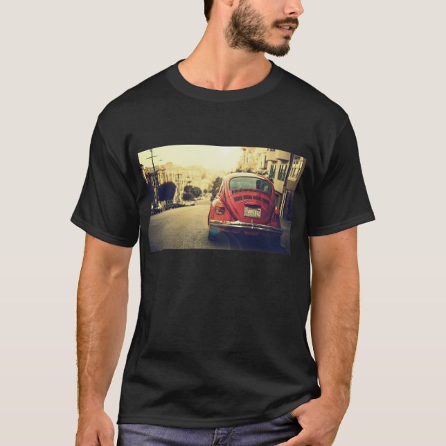 Camiseta roja del coche del vintage (Anverso)
