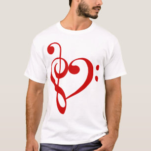 Camiseta (roja) del corazón de los Clefs agudos y